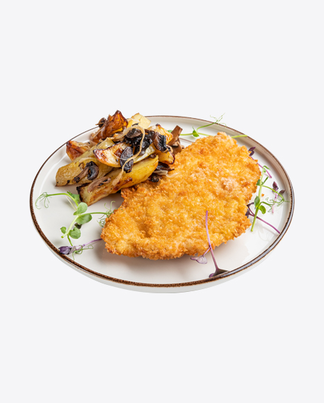 Fried Fillet W/ Roasted Potato & Mushrooms PNG