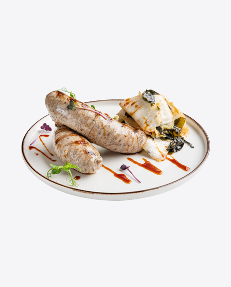 Roasted Liver Sausages w/ Salad PNG