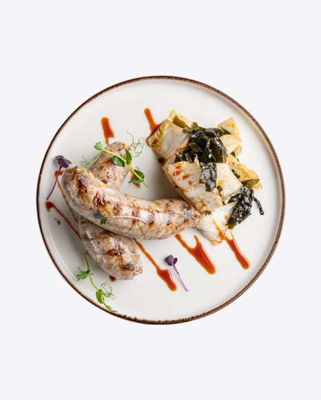 Roasted Liver Sausages w/ Salad PNG