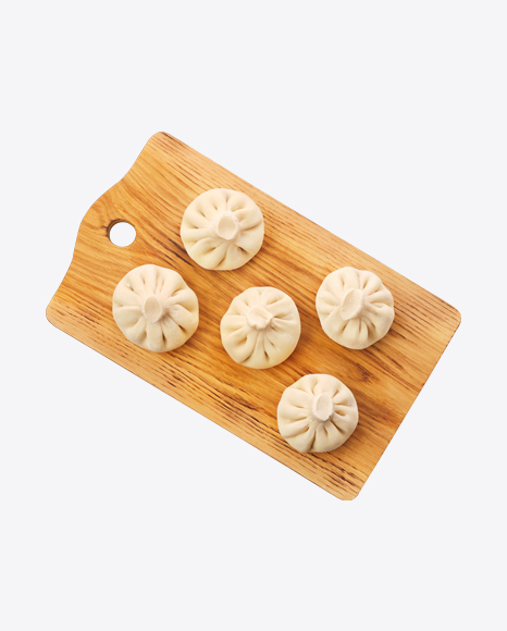 Raw Khinkali on Wooden Board PNG