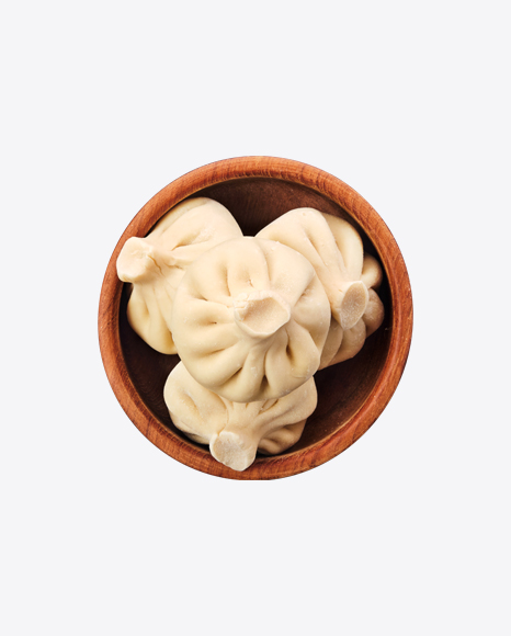 Raw Khinkali on Wooden Bowl PNG