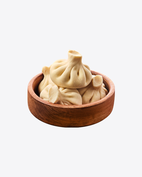 Raw Khinkali in Wooden Bowl PNG