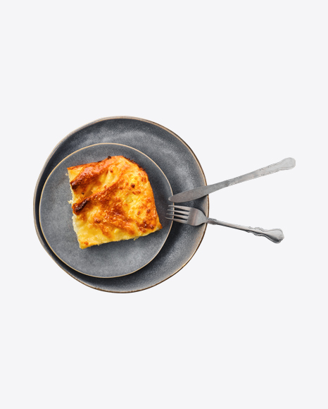 Casserole Piece in Plate w/ Tableware PNG