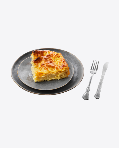 Casserole Piece on Plate w/ Tableware PNG