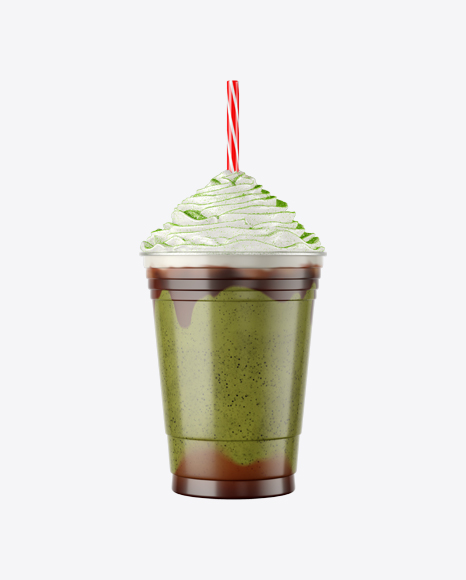 Plastic Coffee Cup w/ Whipped Cream & Matcha Powder