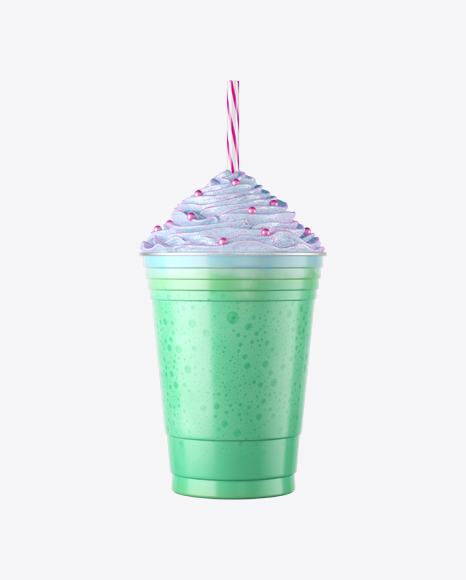Plastic Coffee Cup w/ Whipped Cream, Sugar Powder and Pearls