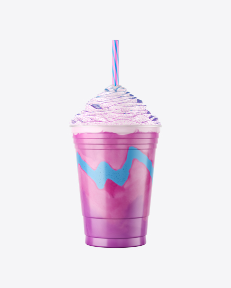 Plastic Coffee Cup w/ Whipped Cream & Pink Sugar Powder