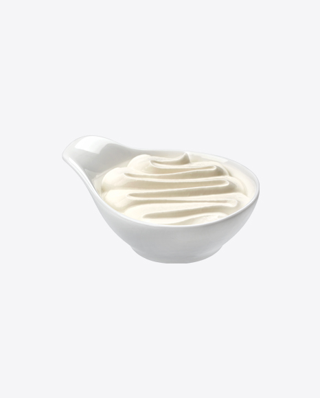 Sour Cream in Ceramic Bowl PNG