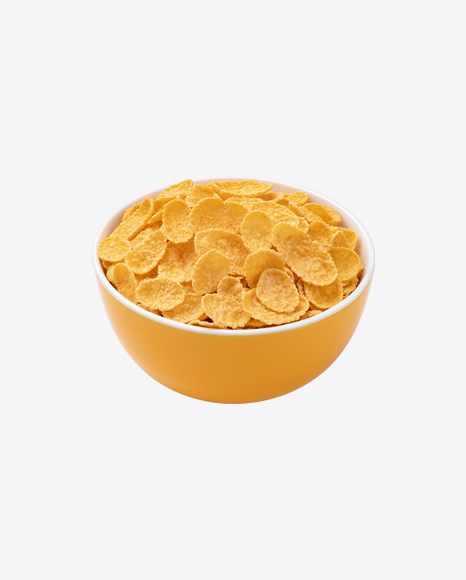 Cornflakes in Yellow Bowl PNG