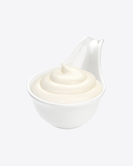 Sour Cream in Ceramic Spoon PNG