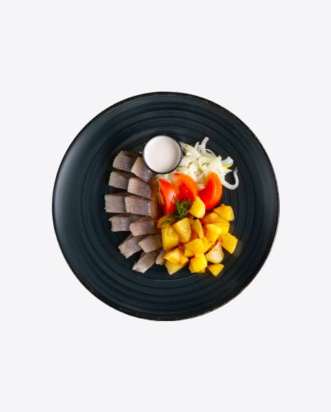 Herring Slices w/ Potato, Vegetables & Sour Cream