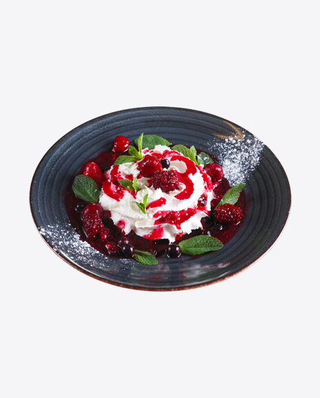 Whipped Cream w/ Berries, Jam & Mint Leaves