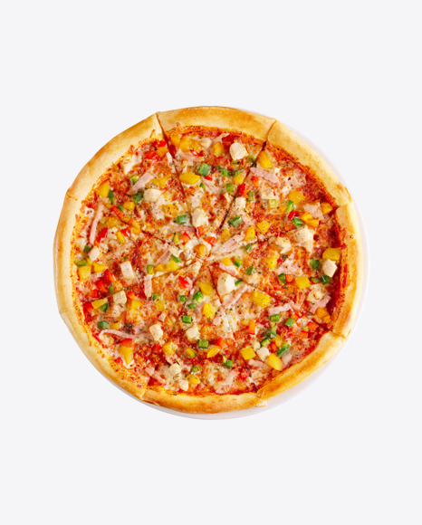 Pizza w/ Ham Slices & Vegetables