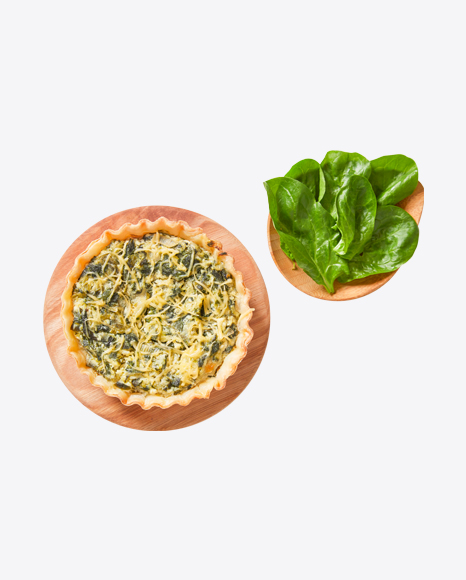 Tart w/ Spinach & Cheese on Wooden Boards