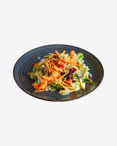 Fresh Green Salad w/ Roasted Shrimps