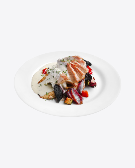 Baked Vegetables w/ Meat Slices and Sour Cream