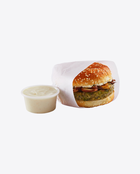 Vegan Burger in Paper Wrap & Sauce