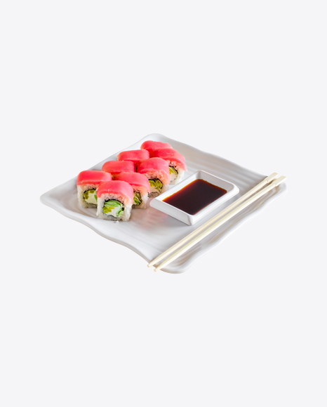 Tuna Rolls w/ Soy Sauce & Chopsticks