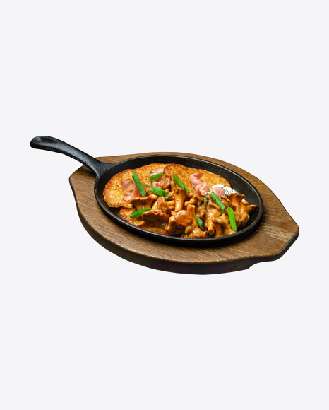 Potato Pancakes w/ Chanterelles, Bacon & Sour Cream