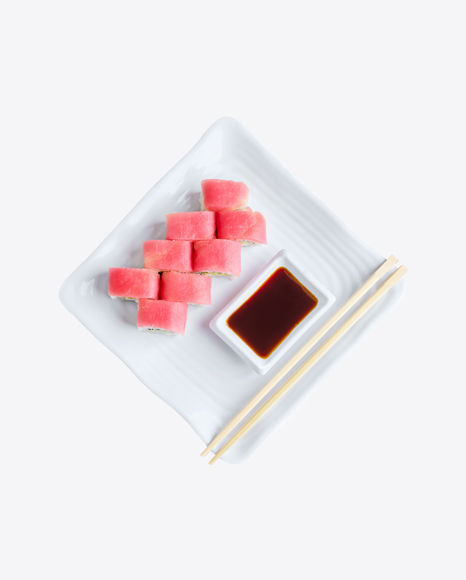 Tuna Rolls w/ Soy Sauce & Chopsticks