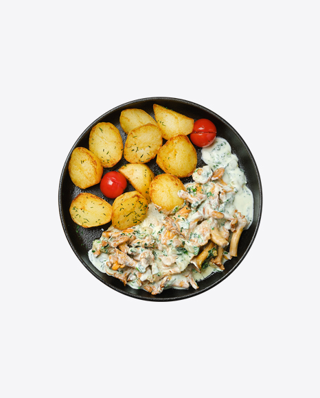 Country Potatoes w/ Chanterelles, Bacon & Sour Cream