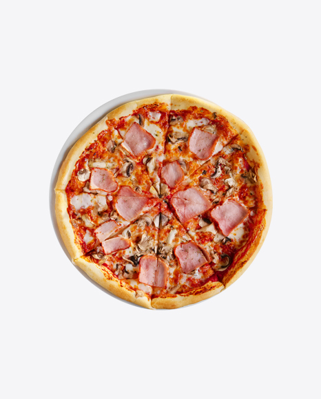 Pizza w/ Mushrooms & Ham Slices