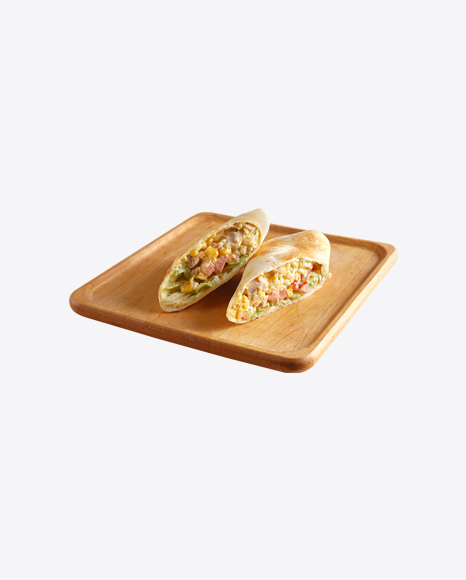 Stuffed Roll on Wooden Plate