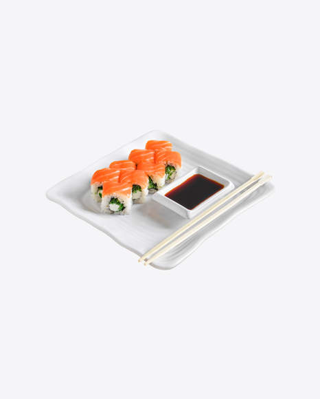 Philadelphia Roll w/ Soy Sauce & Chopsticks
