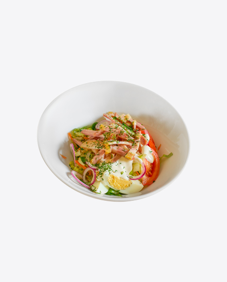 Fresh Green Salad w/ Ham Slices & Boiled Egg