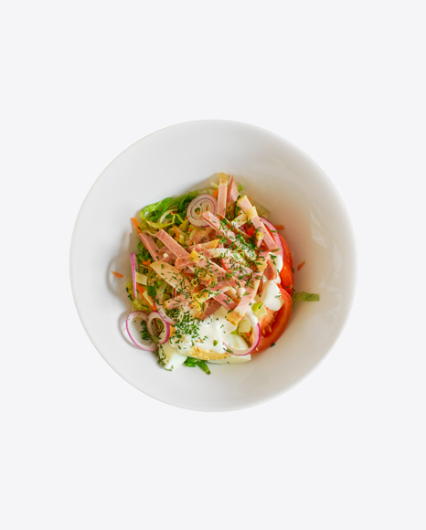 Fresh Green Salad w/ Ham Slices & Boiled Egg