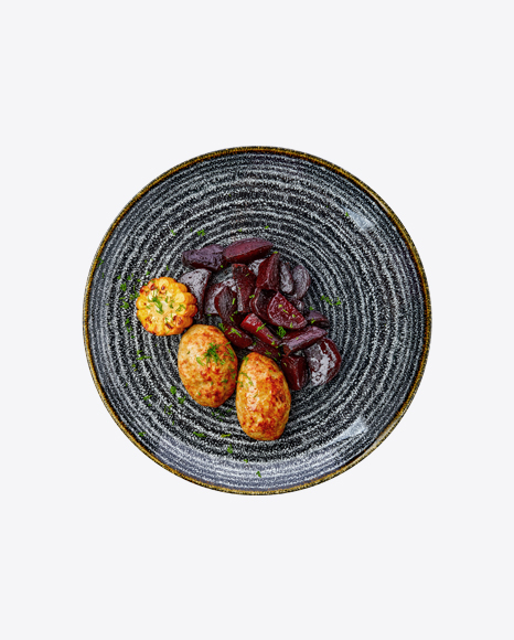 Meatballs w/ Beetroot & Corn Slice PNG