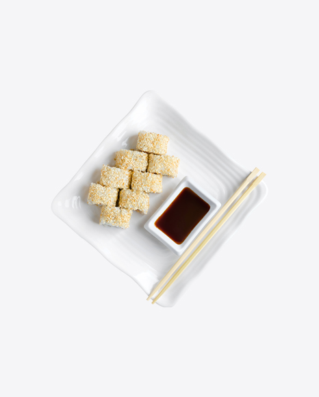 Sushi Rolls w/ Soy Sauce & Chopsticks