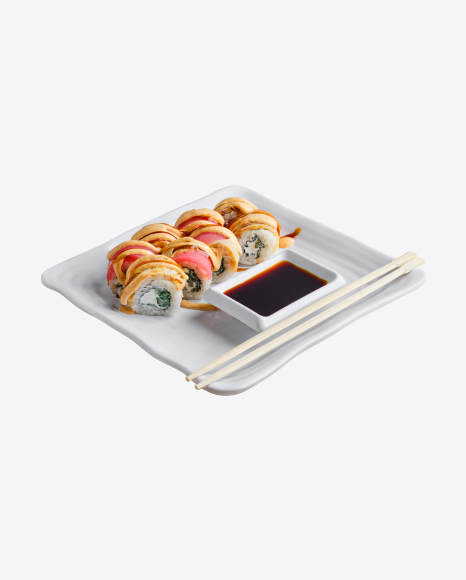 Rainbow Roll w/ Soy Sauce & Chopsticks