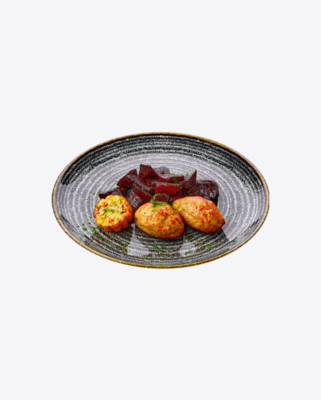Meatballs w/ Beetroot & Corn Slice