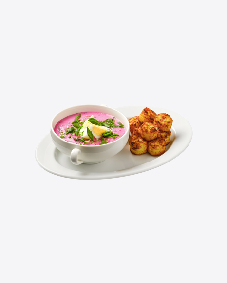Cold Beetroot Soup w/ Fired Potato Balls