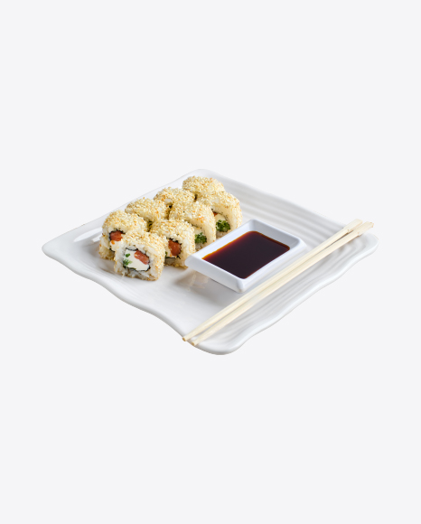 Sushi Rolls w/ Soy Sauce & Chopsticks