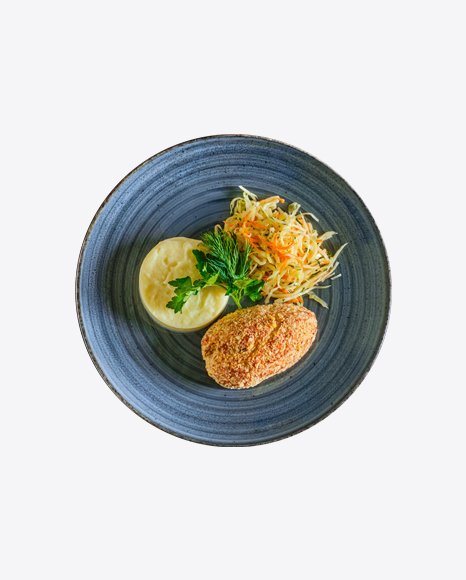 Fried Cutlet w/ Cabbage Salad & Mashed Potatoes