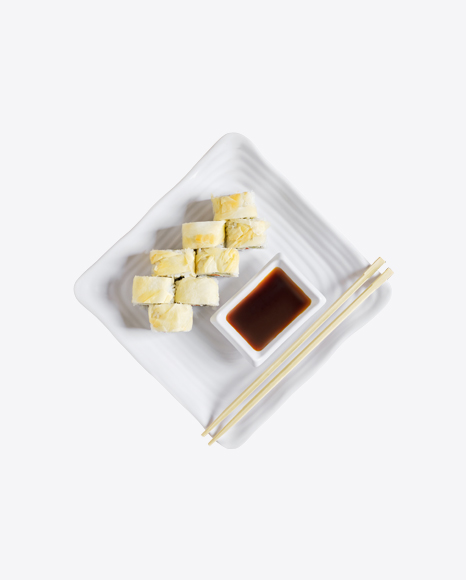 Vegetarian Sushi Rolls w/ Soy Sauce & Chopsticks