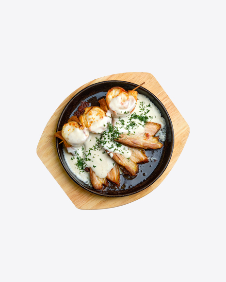Baked Cheese Rolls w/ Pork Slices in Cream Gravy