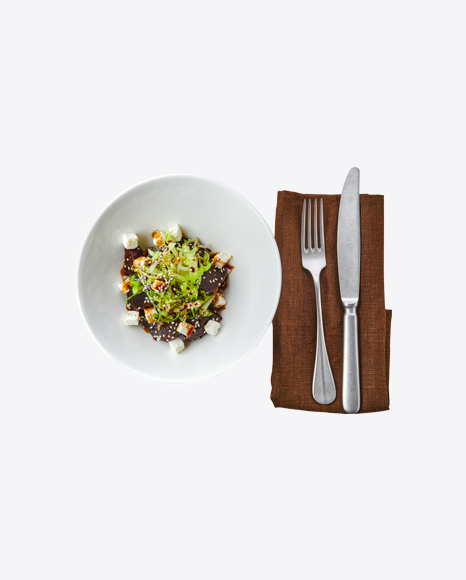 Salad w/ Beetroot, Feta Cheese & Tableware Set