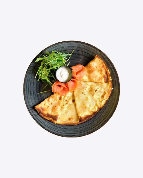 Pancakes w/ Salmon, Sour Cream & Arugula