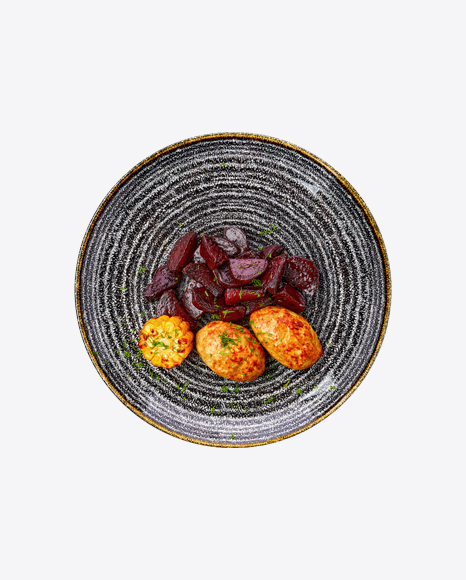 Meatballs w/ Beetroot & Corn Slice
