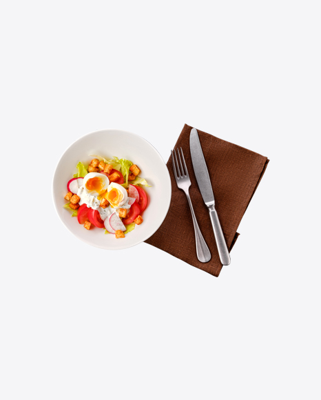Salad w/ Chicken Egg & Tableware Set