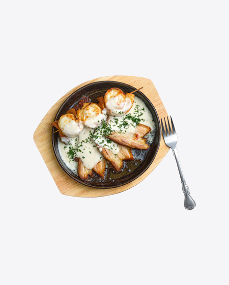 Baked Cheese Rolls w/ Pork Slices in Cream Gravy