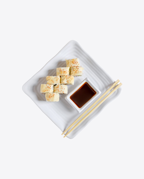 Vegetarian Sushi Rolls w/ Soy Sauce & Chopsticks