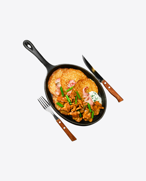 Potato Pancakes w/ Chanterelles, Bacon & Sour Cream