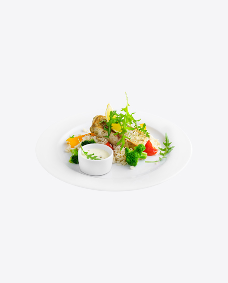Roasted Fish Fillet w/ Rice & Vegetables