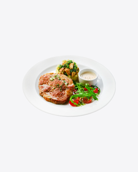 Roasted Meat w/ Salad, Mashed Potatoes & Cream Sauce
