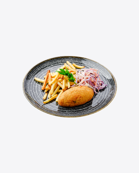 Fried Cutlet w/ French Fries & Cabbage Salad