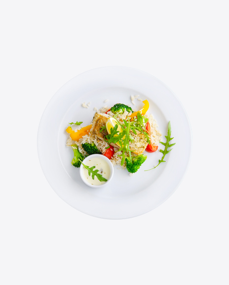 Roasted Fish Fillet w/ Rice & Vegetables